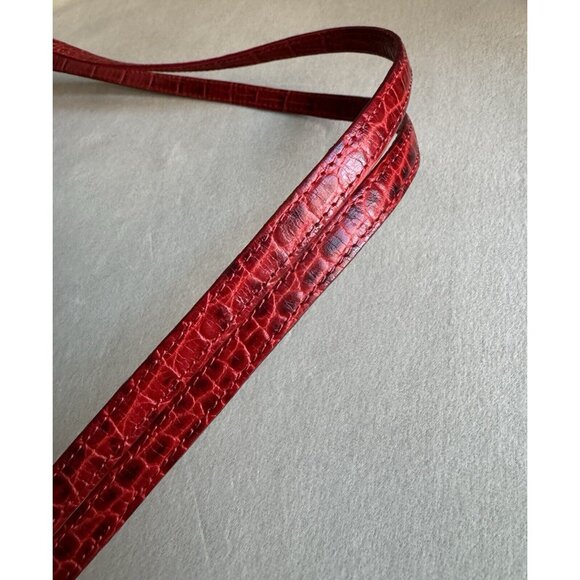 Valentino Vintage Red Croc Embossed Minimalist Shoulder Bag Medium - Picture 11 of 16